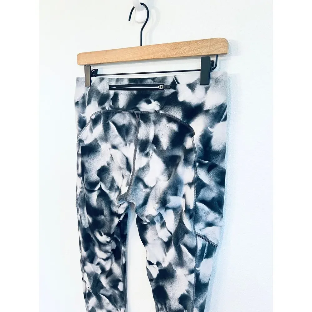 Lululemon Speed Up Crop 21" Blush Blossom Alpine White Black Women's 8 - Picture 6 of 8